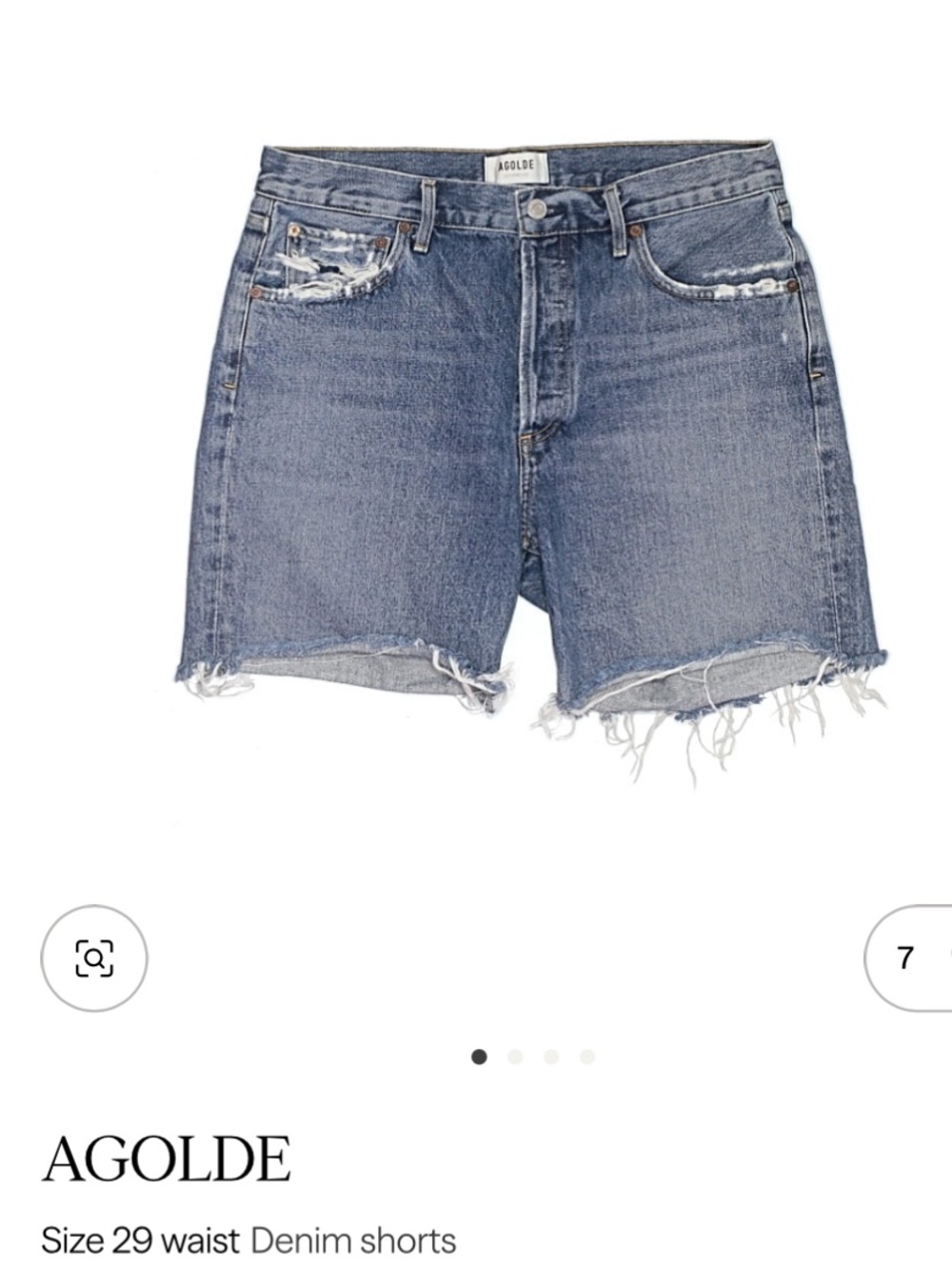Agolde Light Wash Frayed Hem Denim Shorts